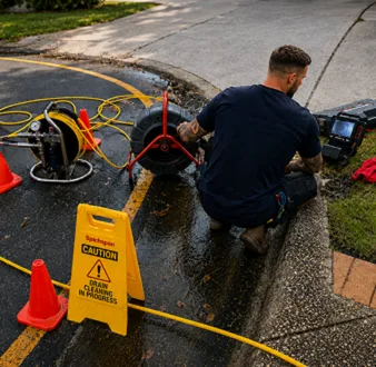 Repairing a burst drain pipe at a Manly home