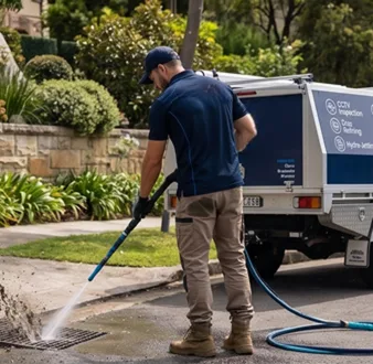 Plumber tracing a drain smell in Manly
